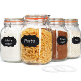 Qianfenie 50 oz glass jar with airtight clip-top lid for pantry freshness.