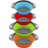 QiMH collapsible colander drains pasta while saving space