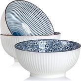 QINLANG 60oz pho bowls in blue and white porcelain for generous servings