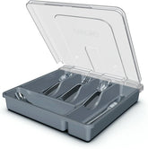 QINOL silverware organizer with cover showing a tidy countertop and easy access.