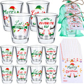 Qinyoung Christmas shot glasses set with festive red and green patterns for lively toasts