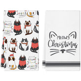 QIONG MENG Christmas towels with cat-design for festive kitchen decor and gentle cleaning.