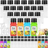 Qiuttnqn 50-pack 2oz shot bottles with caps, ideal for travel and sharing drinks.