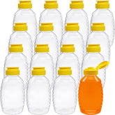 Qiuttnqn honey bottle with 180ml pour spout for controlled dispensing, ready for use.