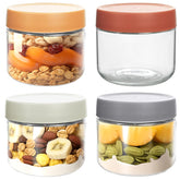 QMET 4-pack 10oz thick glass jars with lids, wide mouth for easy cleaning.