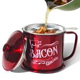 QMET Bacon Grease Saver 1.3L container with ample capacity for storing bacon fat.