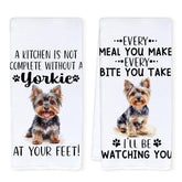Qnhij Yorkshire Terrier towel pattern adds playful kitchen decor and daily use appeal.