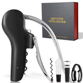 QONYFONE wine corkscrew with vertical lever in use, for easy cork removal.