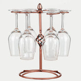 QPIX DIGITAL Bronze wine glass rack top view showing elegant countertop organization