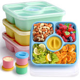 QQKO Bento Box 4-pack pastel colors for kid-friendly meals