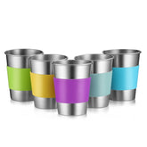 Qrooper stainless steel 12oz cups set of five for family use, durable and versatile.
