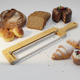Qtaikong adjustable bread knife with ergonomic bow handle for precise, smooth slices.