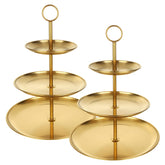 QTLCOHD gold 3-tier cupcake stand side view showing sturdy balance.