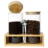 QUALLON glass coffee containers with shelf for organized kitchen storage