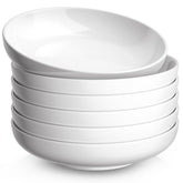Quatish 35oz pasta bowls set in white porcelain, ideal for hearty pasta portions