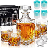 QUMMFA whiskey decanter 25oz highlighting whiskey color for an elegant home bar.
