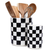 Quuavio checkered ceramic utensil holder large keeps spatulas tidy on the counter
