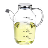QWORK 1200ml glass oil bottle, front view, for drip-free pouring.