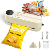 QWUE Food Storage Vacuum Sealer in action showing mini 3-in-1 sealing for freshness.