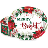 QZYL Christmas oval plates with poinsettia design for an elegant holiday table setting.