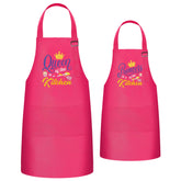 R HORSE matching apron set with rose-red design for family cooking