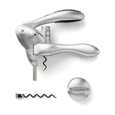 Rabbit Original Lever Corkscrew in silver opening a wine bottle with ease