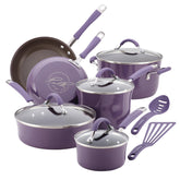 Rachael Ray Cucina 12-piece lavender nonstick set with pots and pans for easy release