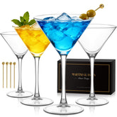 RACOBOT martini glasses set of four with clear hand-blown design for crisp, stylish cocktails