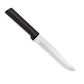 RADA Stubby Butcher Knife W206 blade close-up showing hollow ground edge for precision.
