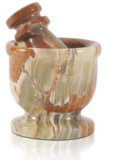 Radicaln marble mortar and pestle green close-up, compact 2.5-inch size for quick grinding.