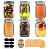 Rainforce 12 oz mason jar with regular mouth and silver lid for easy canning and storage.