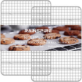 Rainspire cooling rack 10x15-2pack elevates baked goods for quick, even cooling.