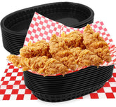 Ralahbeifm 18-pack black fast food baskets for quick-service serving.