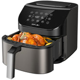 RAMJOY Air Fryer 6.8 Qt front view showing spacious basket for family meals