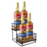 RAUMRIGGE four-bottle syrup rack keeps syrups neatly organized for quick coffee prep.