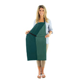 Ravill green waterproof apron front view with full-coverage protection for kitchen tasks.