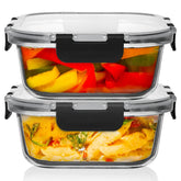 Razab 2pc glass storage containers with 41 oz capacity for meal prep convenience