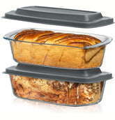 Razab borosilicate loaf pan set with lids for even baking and secure storage