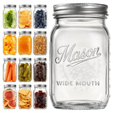 Rcoeuph Mason jar 32oz wide-mouth for easy filling and cleaning.