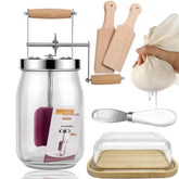 RDGDFONG manual butter churn with wooden handle and glass jar for fresh butter at home