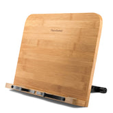 READAEER bamboo book stand front view for desk use.