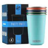 Real Deal Steel party pints red variant helps guests identify drinks quickly.