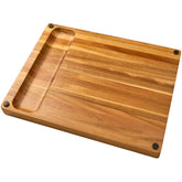 Real Life Living acacia board top view, spacious prep surface.