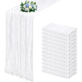 RealBox cheesecloth table runner with pleated texture for rustic elegance.