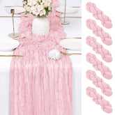 RealBox six-pack light pink cheesecloth table runner drapes elegantly for weddings