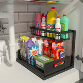 REALINN under-sink organizer with two-tier slide-out drawer for easy access