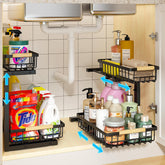 REALINN under-sink organizer rails shown for smooth sliding and easy access