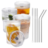 RÉΑLWÁY 16oz ribbed cup with lid—easy grip and spill-free travel.