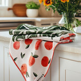 RECYCO waffle kitchen towel Peachy Leaves pattern for stylish, quick-clean upgrades.