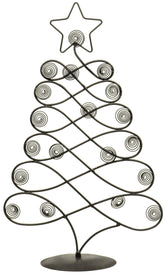 Red Co. Christmas tree card holder in black displays cards neatly.